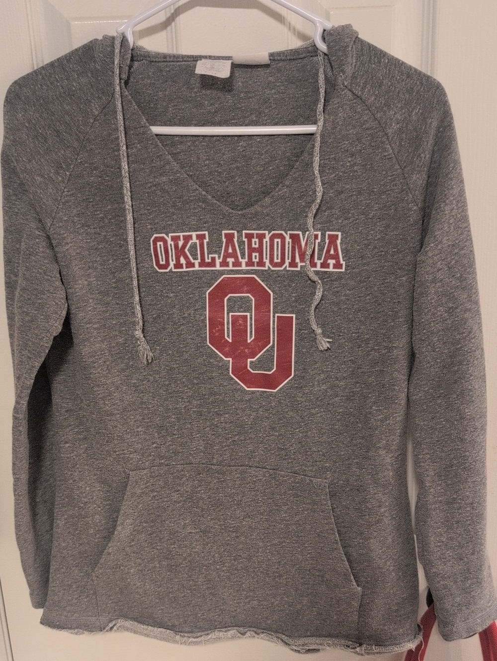 Oklahoma Gray V-Neck Hoodie Sweatshirt